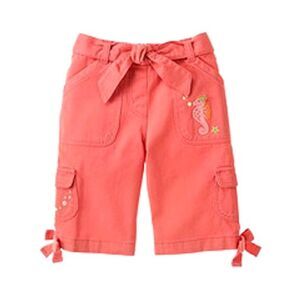 Gymboree girls coral reef pink seahorse fish cargo capri crop pants pull on 3T 3